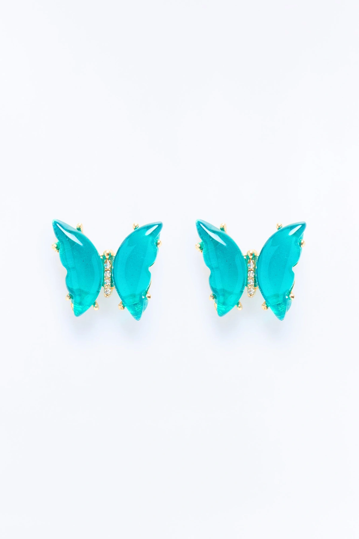 Flutter Away Stud Earrings - Teal — Verde-petróleo