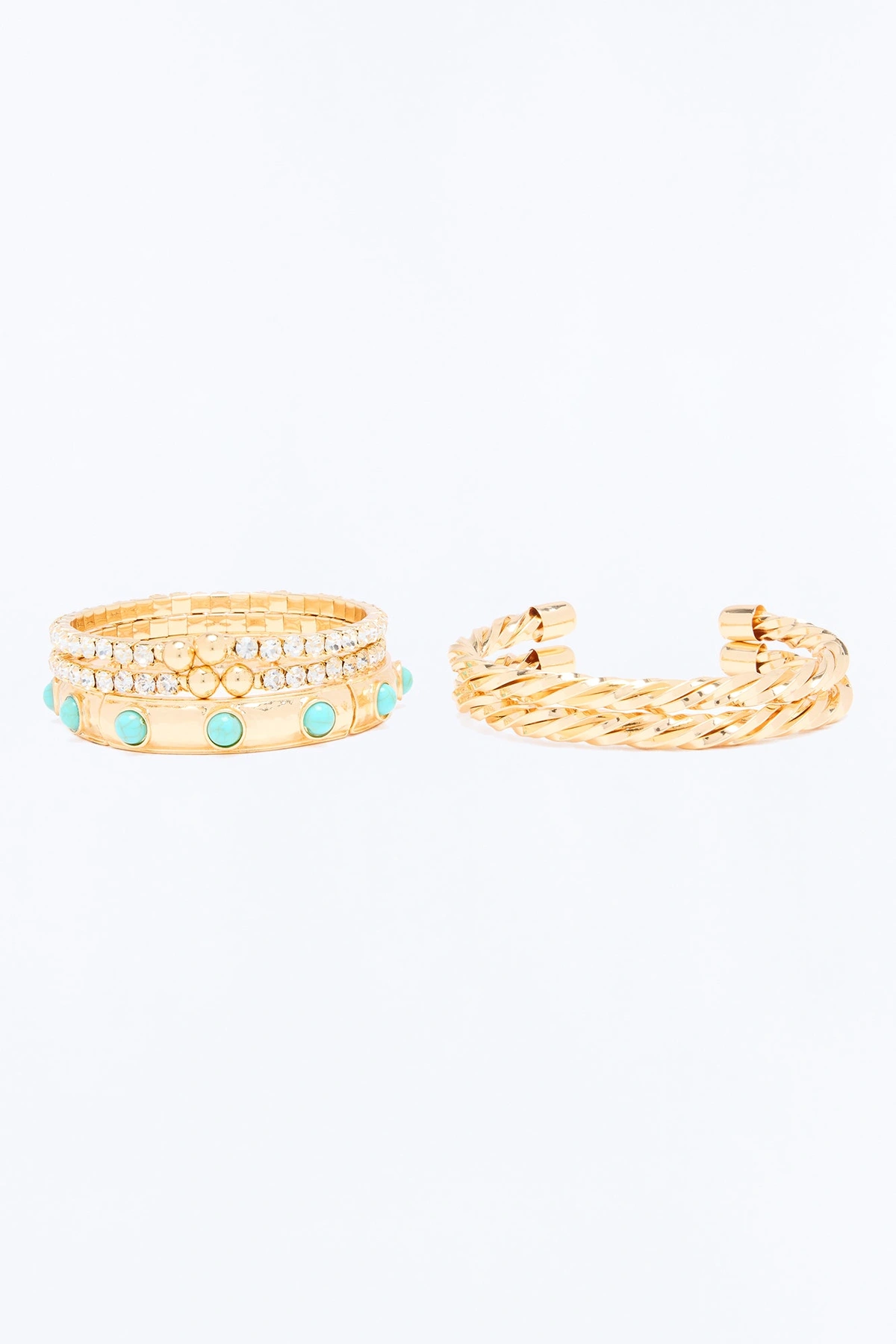 Plenty More 5 Piece Bracelet Set - Gold/Blue — Dourado/Azul