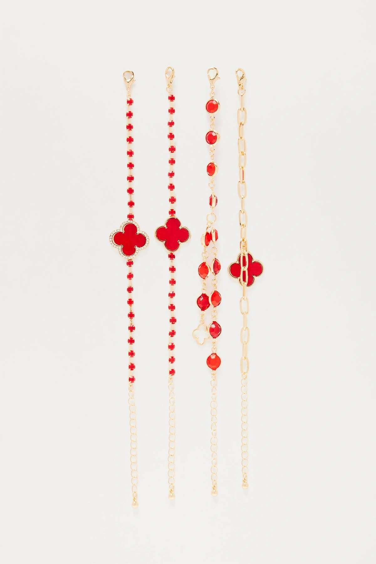 Captivated 4 Piece Bracelet Set - Gold/Red — Dourado/Vermelho