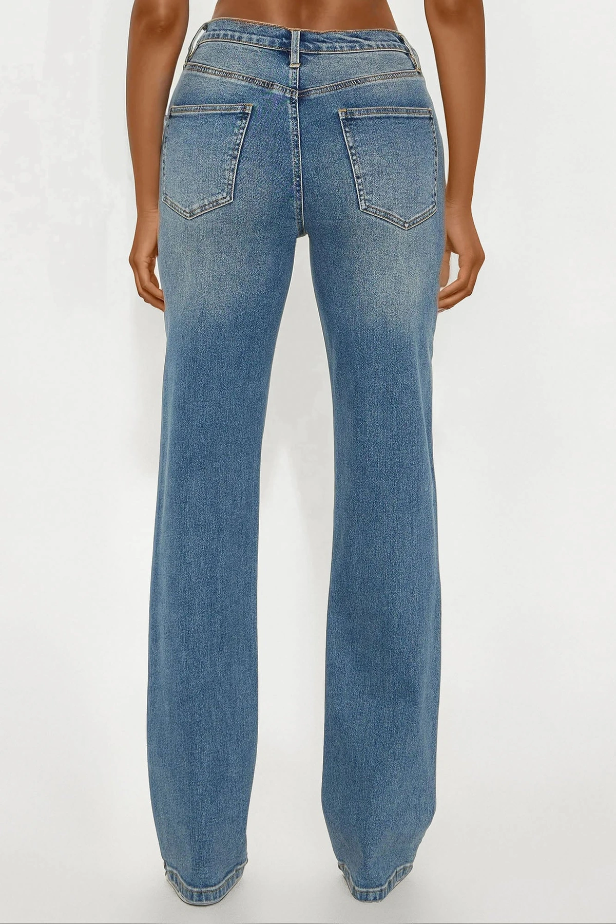 Tall In Sync Stretch Crossover Straight Leg Jeans - Dark Wash — Ganga de lavagem escura