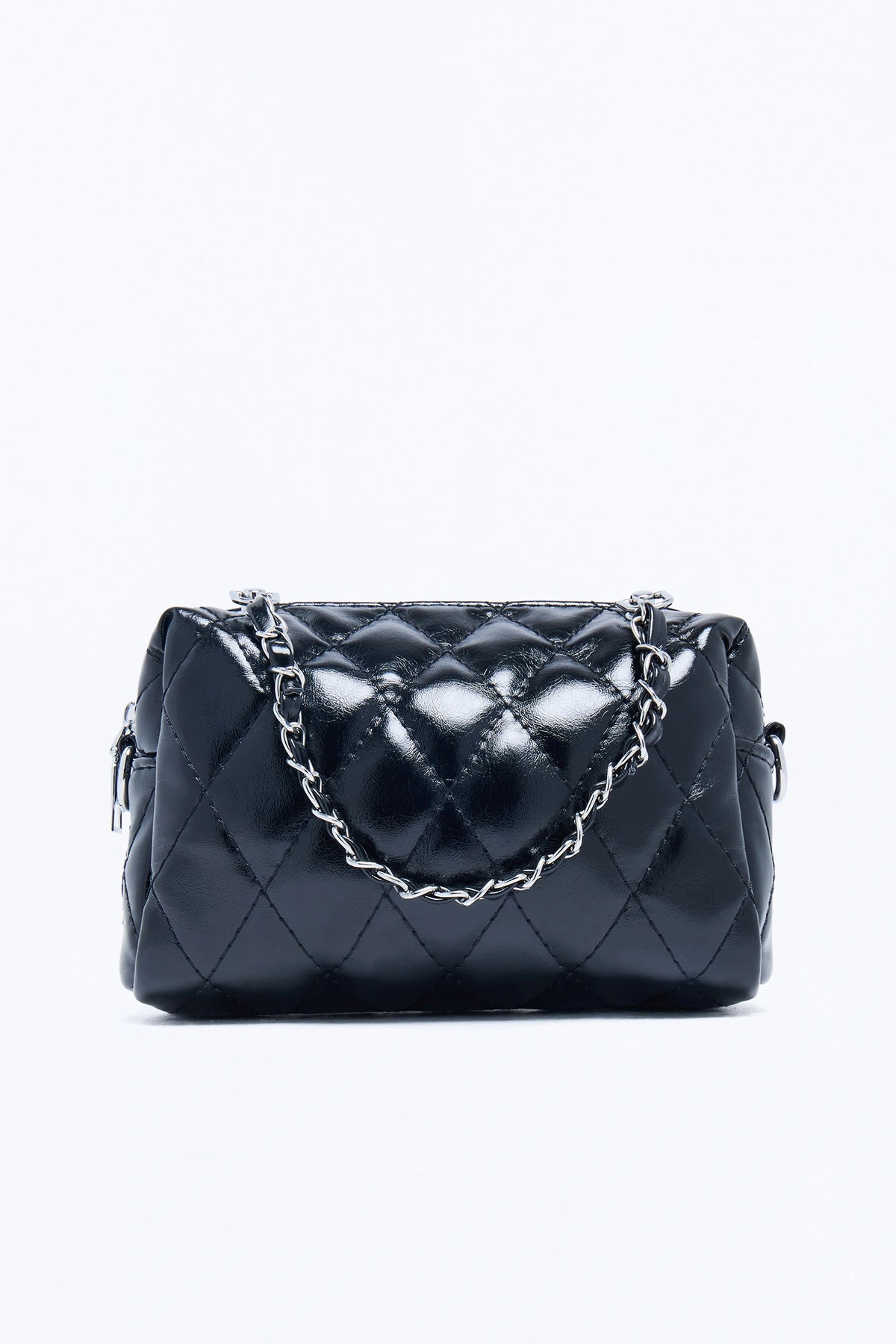Quilty Pleasure Faux Leather Crossbody Handbag - Black — Preto