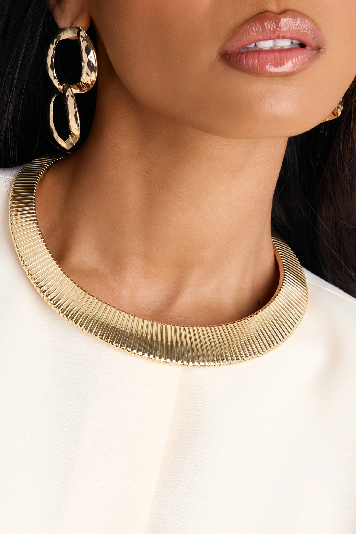 Silent Flex Choker Necklace - Gold — Dourado