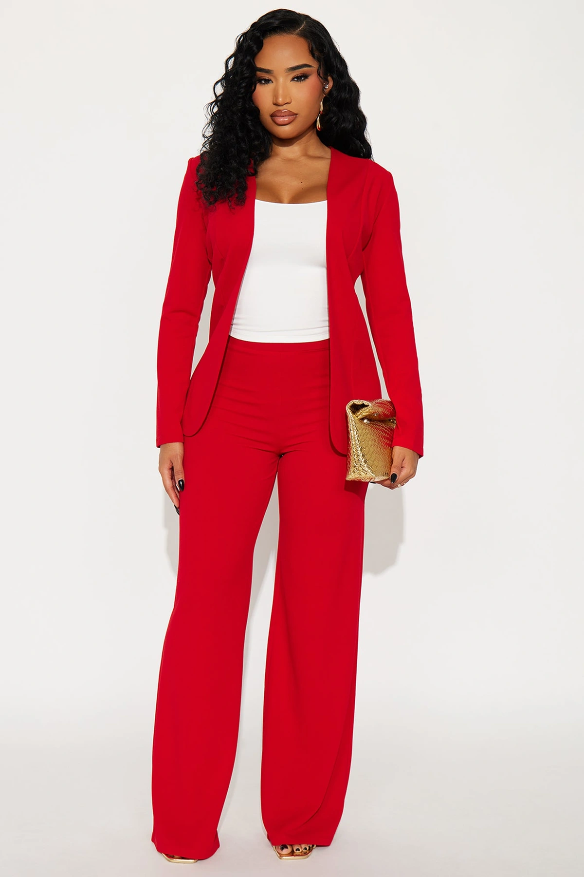 Payin' It Forward Wide Leg Pant Set - Red — Vermelho