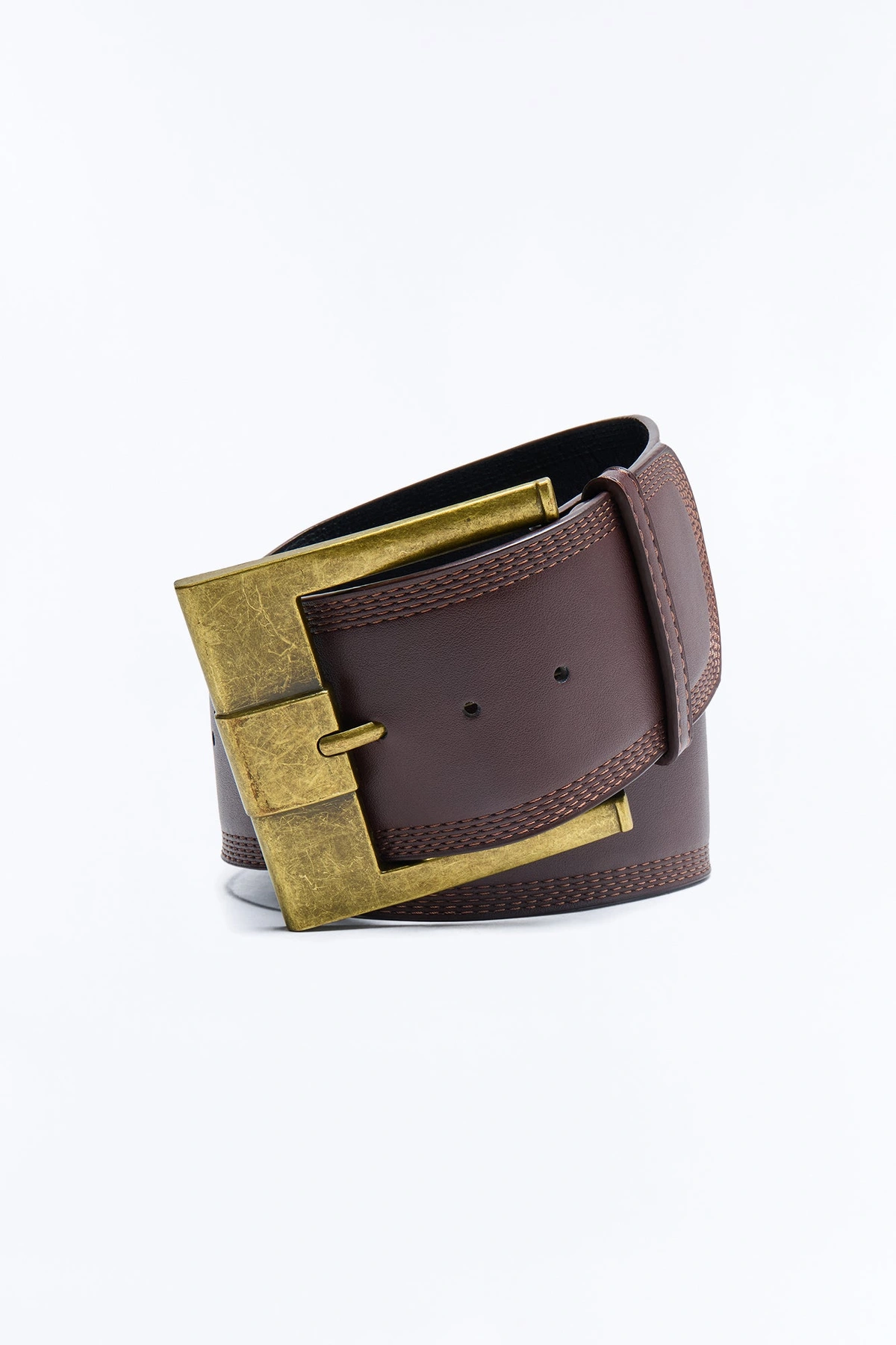 Wide As A River Faux Leather Belt - Brown — Castanho