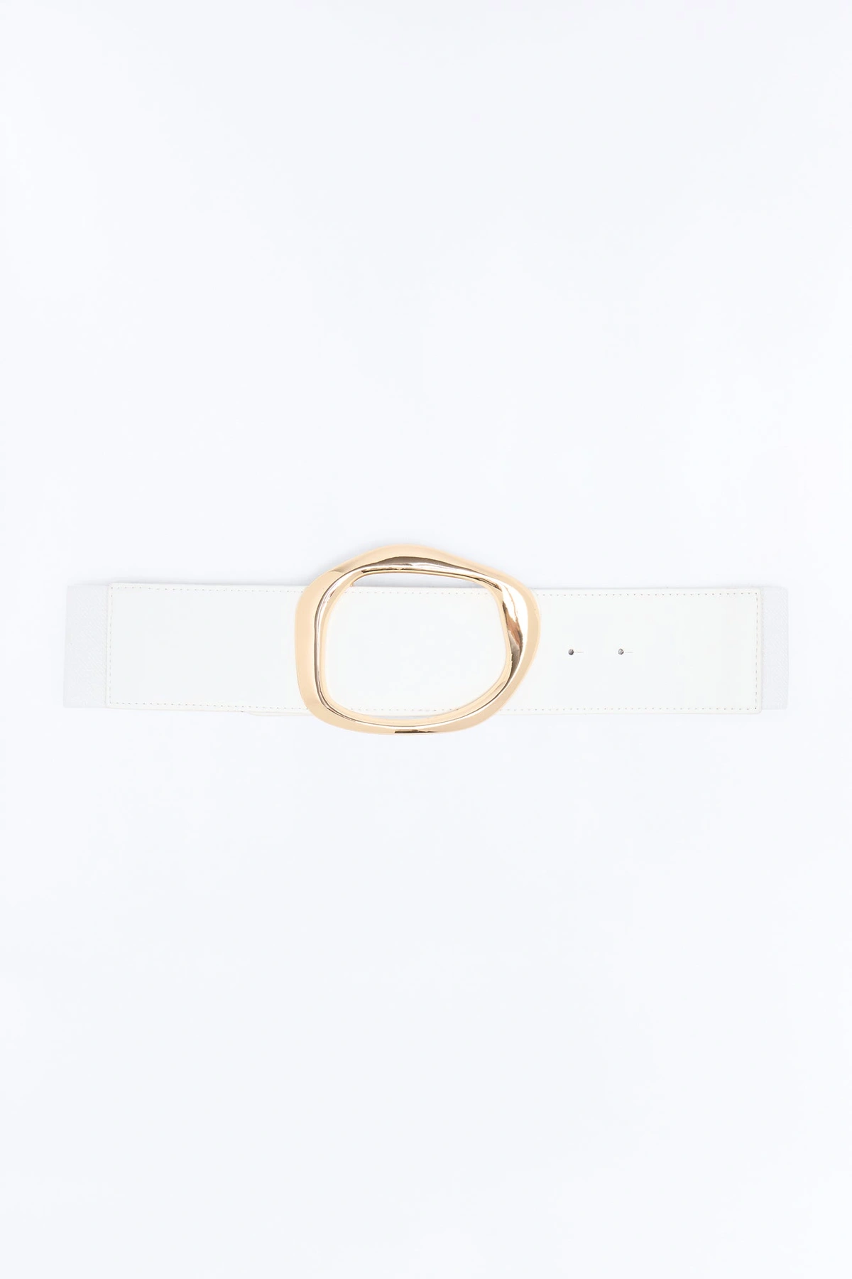 No Circling Back Wide Elastic Belt - Ivory — Marfim