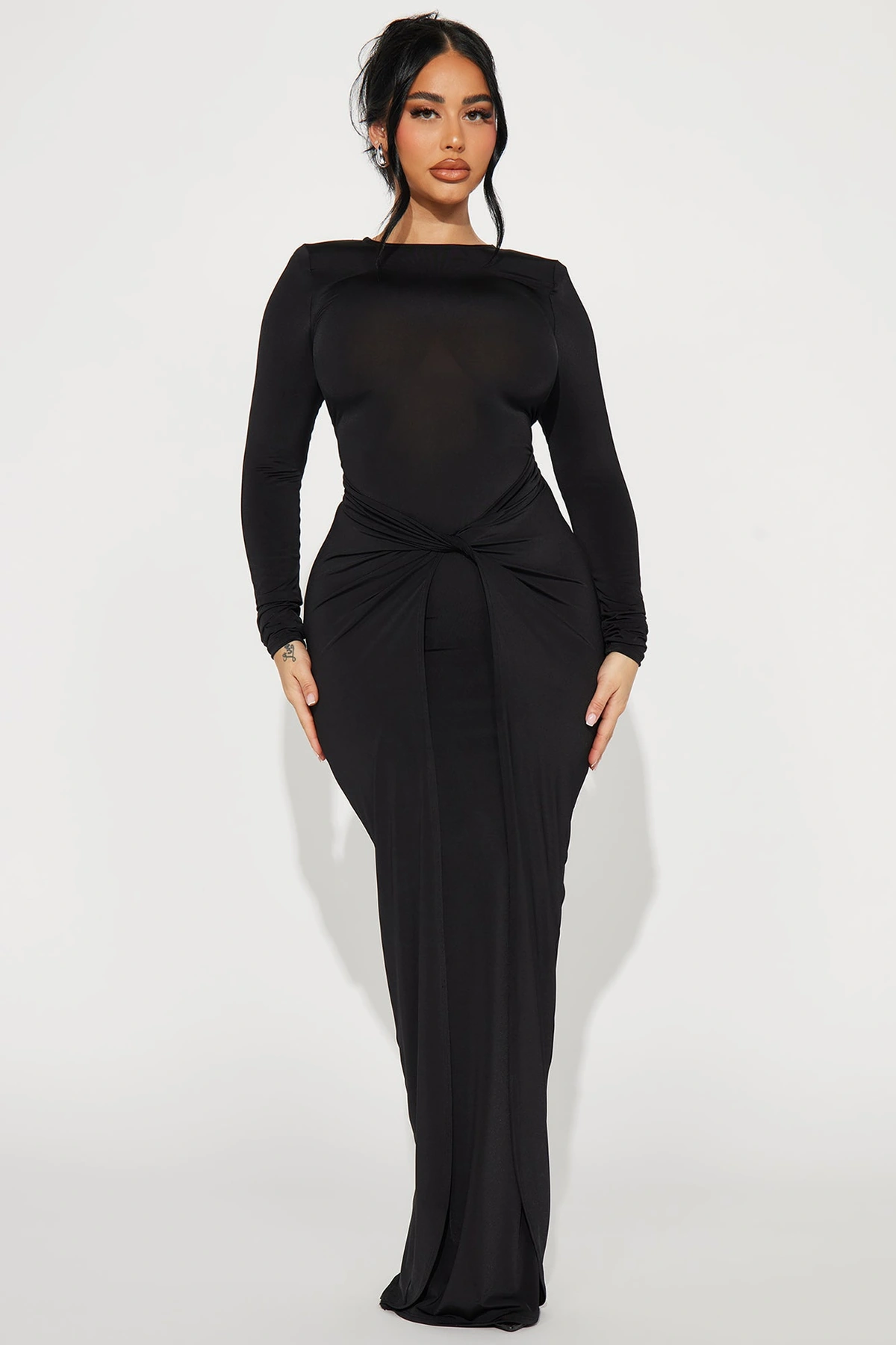 Catarina Slick Maxi Dress - Black — Preto