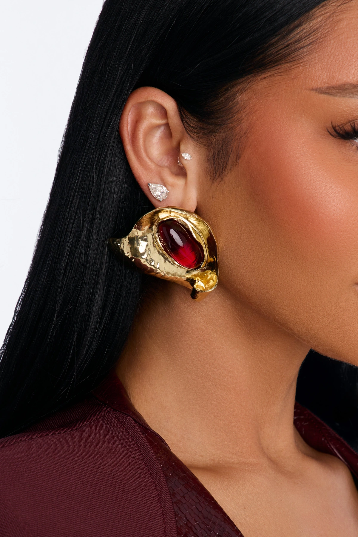 Kind Soul Jeweled Drop Earrings - Burgundy/combo — Bordô/combinação