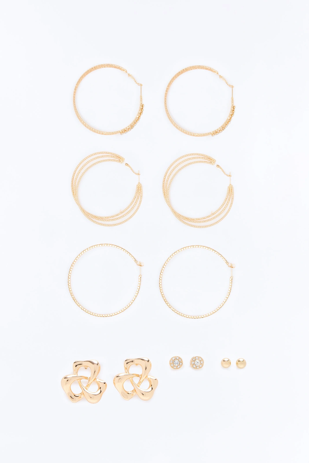 Unknown Act 6 Pair Multi Earrings Set - Gold — Dourado