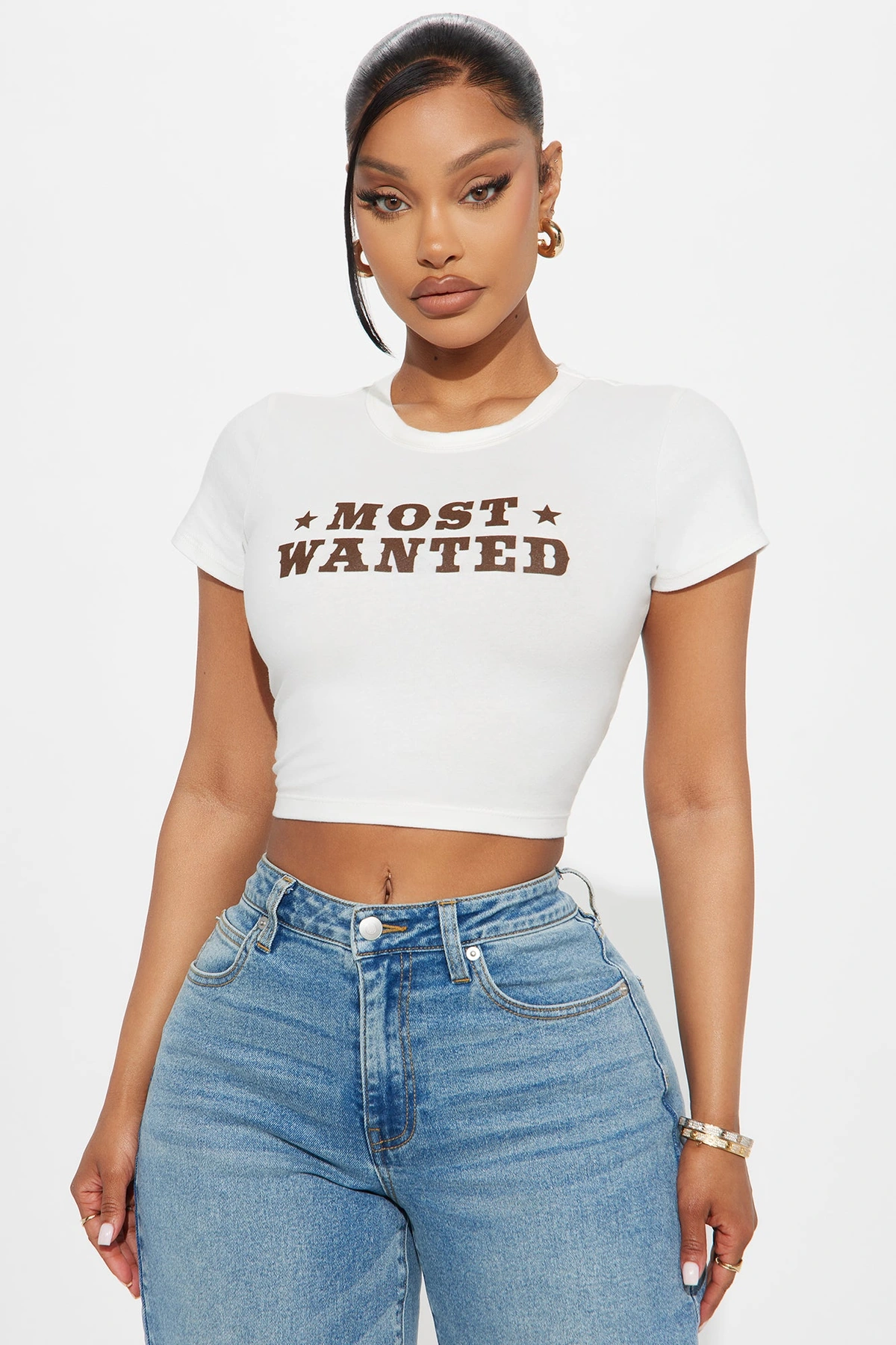 Most Wanted Baby Tee - White — Branco