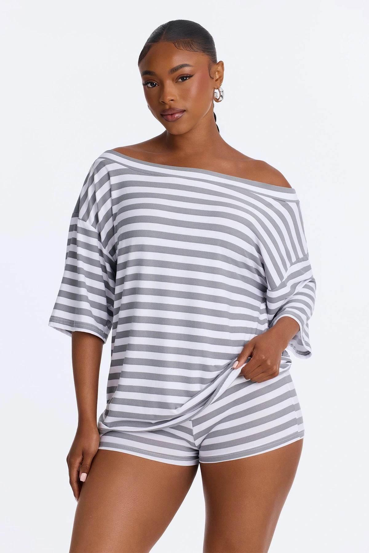 Dream In Peace Short Sleeve PJ Short Set - Grey — Cinzento