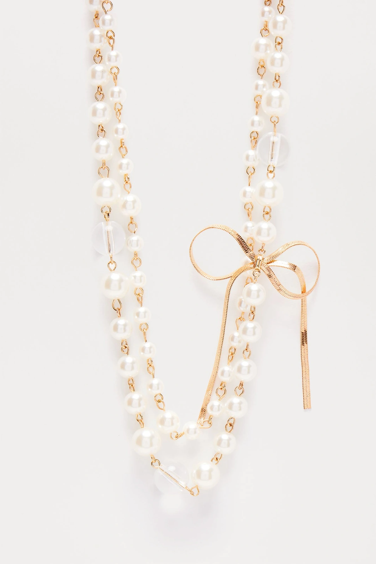 Lady May Necklace - White/Gold — Branco/Dourado