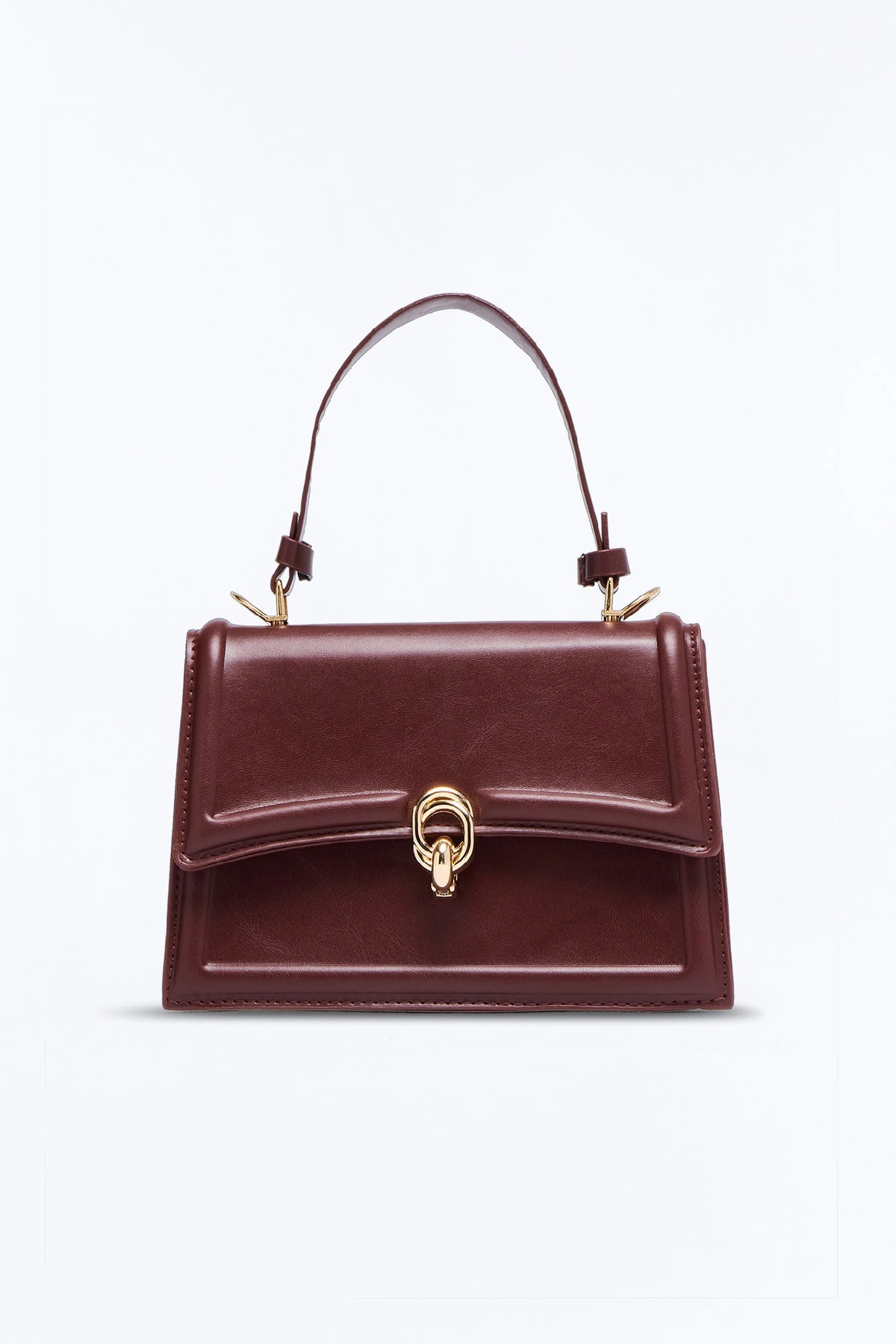 Madam Faux Leather Crossbody Bag - Brown — Castanho