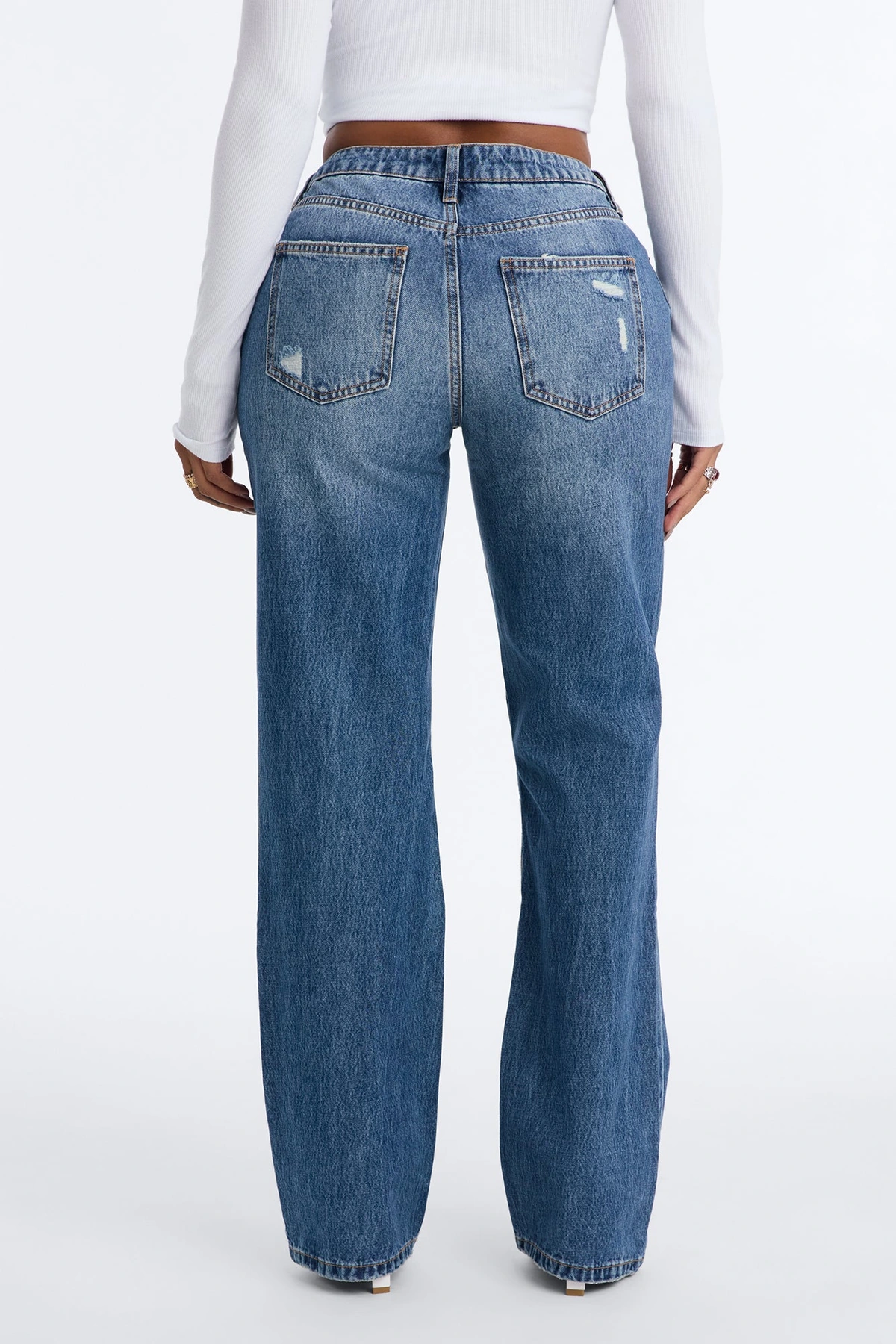 Unbothered Queen Ripped Straight Leg Jeans - Dark Wash — Ganga de lavagem escura