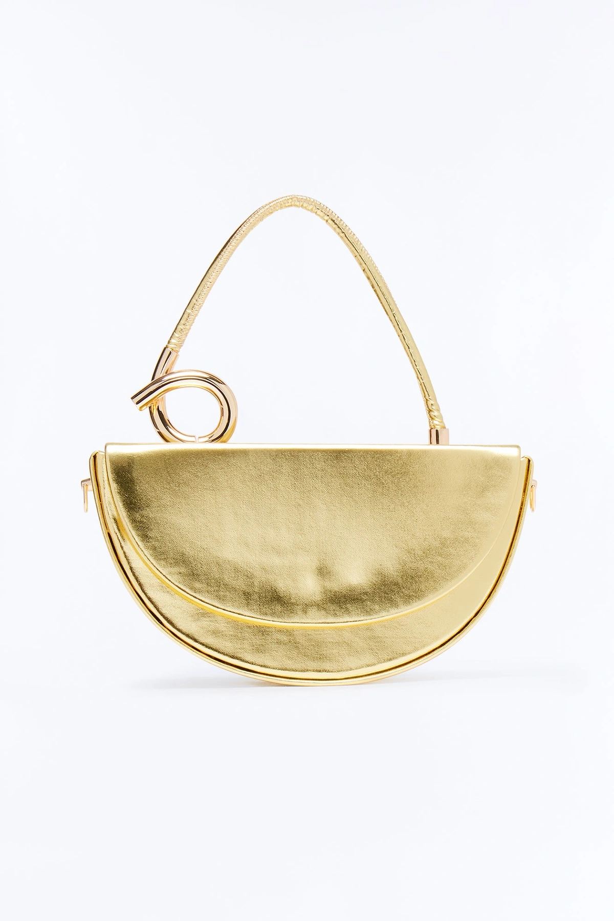 Adding A Twist Faux Leather Satchel Bag - Gold — Dourado