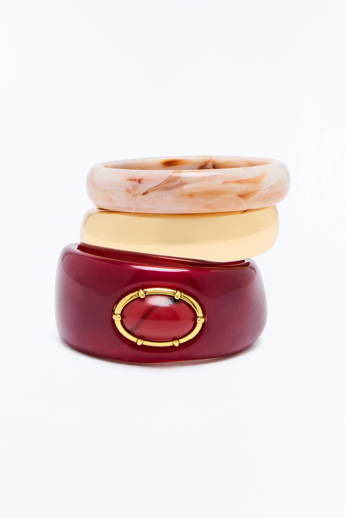 Prism 3 Piece Bracelet Set - Burgundy/combo — Bordô/combinação