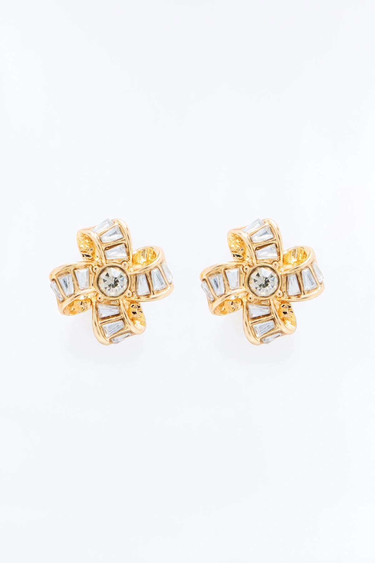 Enjoy The Moment Rhinestone Stud Earrings - Gold — Dourado