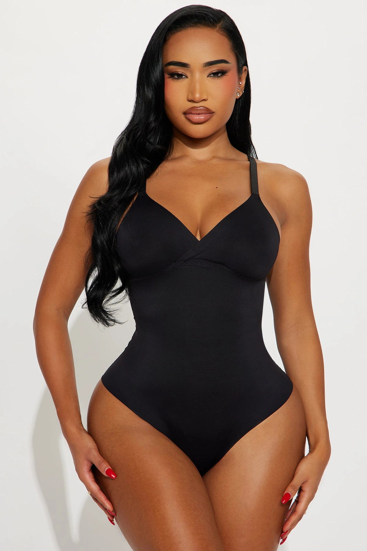 What Waist Medium Compression Shapewear Bodysuit - Black — Preto