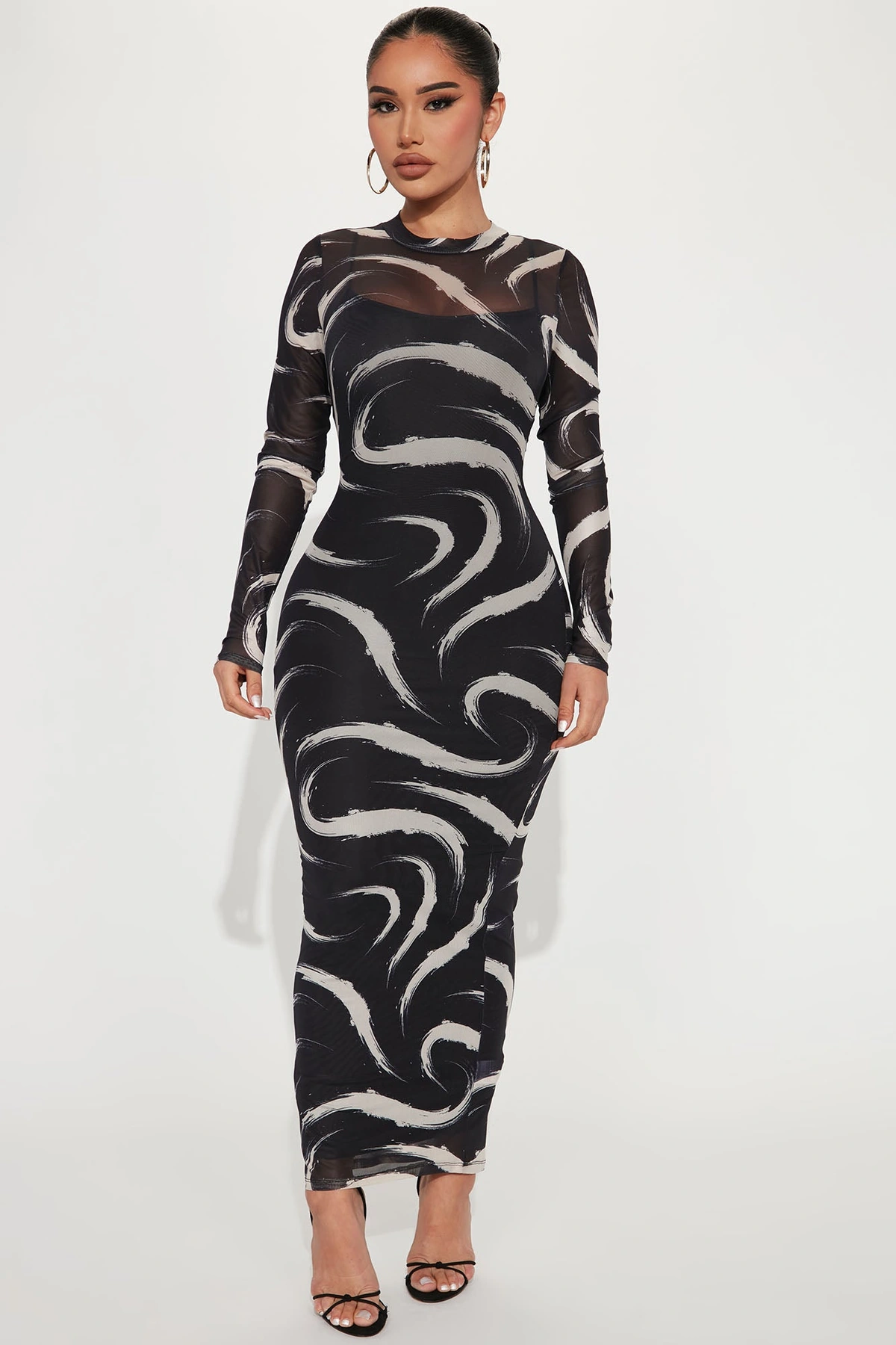 Shea Mesh Maxi Dress - Black/combo — Preto/combinação