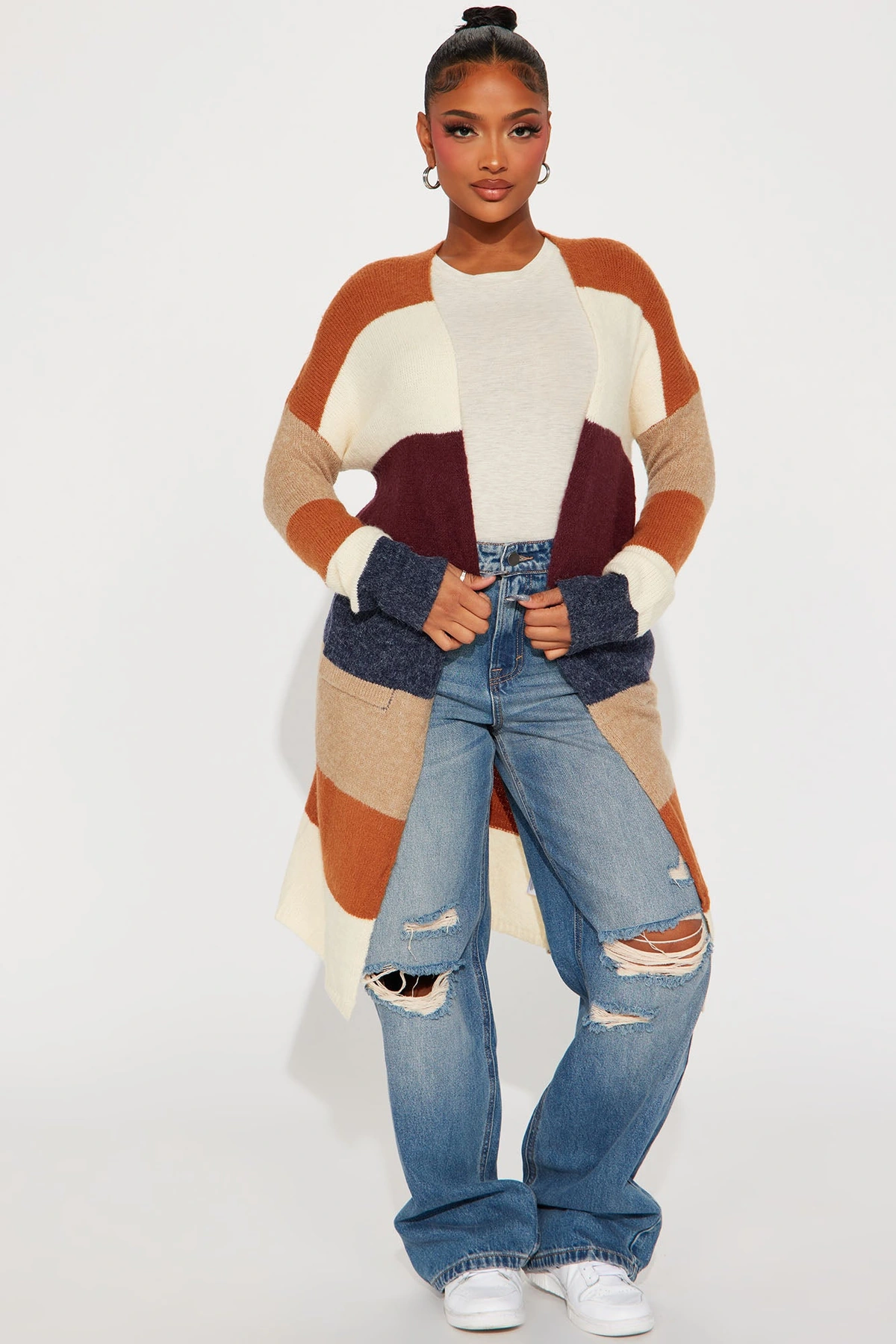 Common Interests Colorblock Cardigan - Camel/combo — Camel/combinação