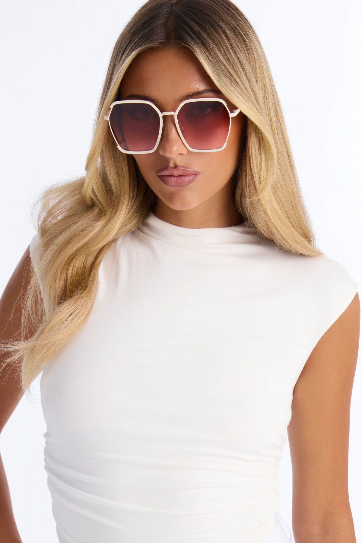 Sunset Fade Sunglasses - White/Pink — Branco/Rosa