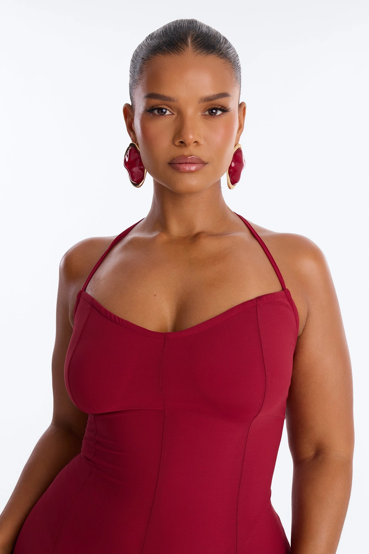 Selene Jeweled Earrings - Burgundy/combo — Bordô/combinação