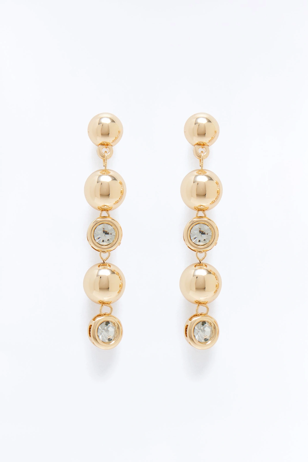 Let It Be Rhinestone Linear Earrings - Gold — Dourado