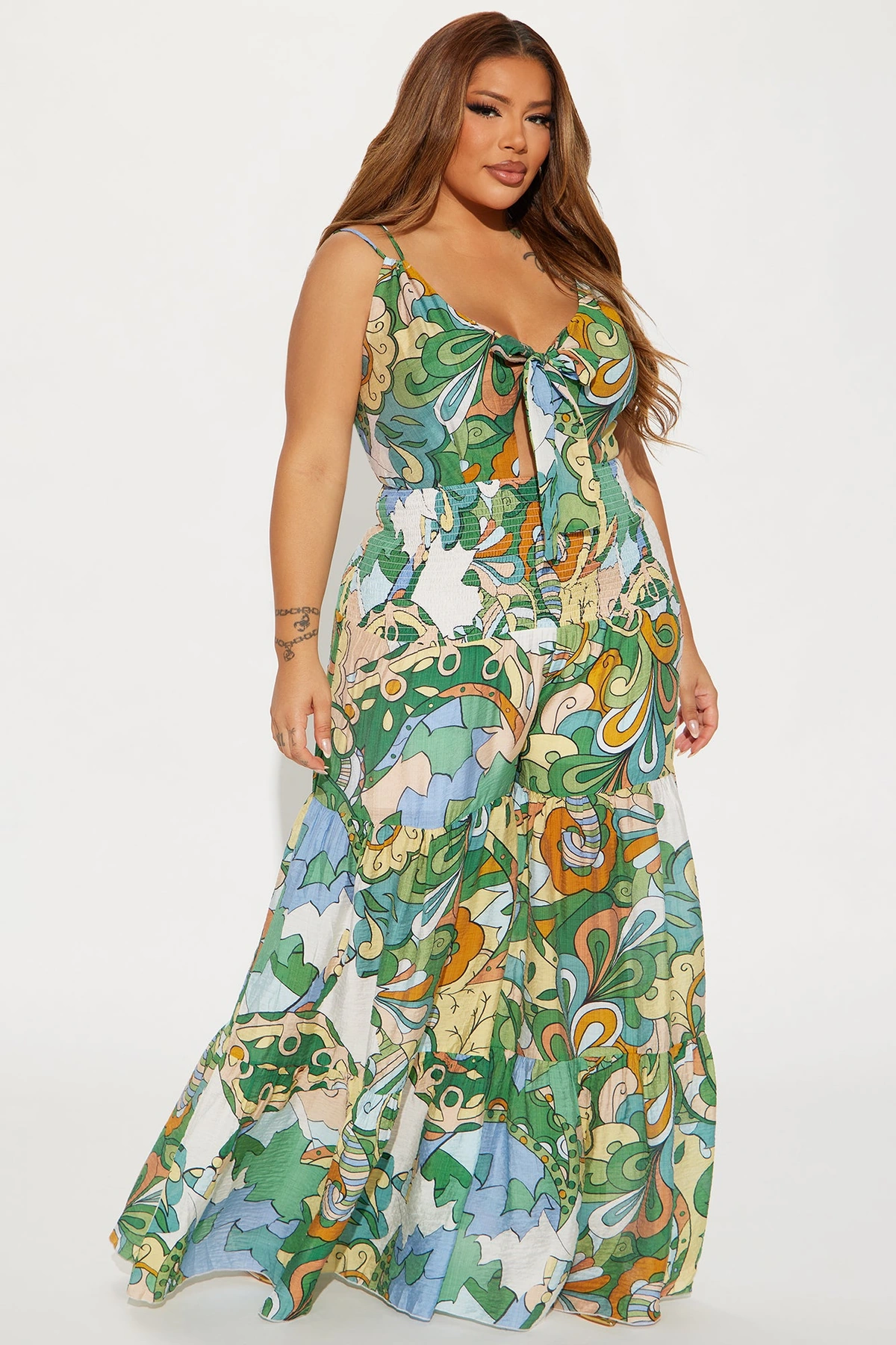 Kamiyah Printed Jumpsuit - Green/combo — Verde/combinação