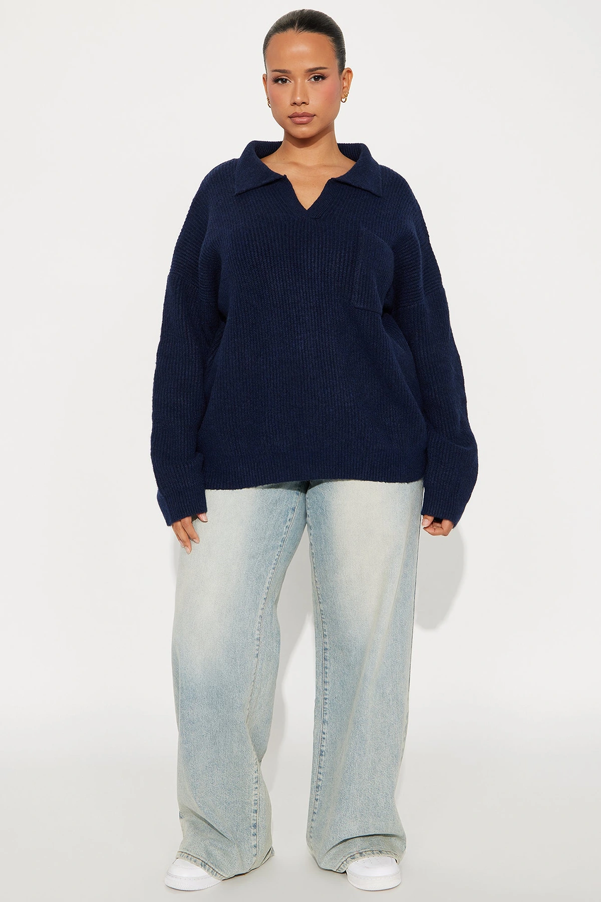 Ollie Polo Sweater - Navy — Azul-marinho