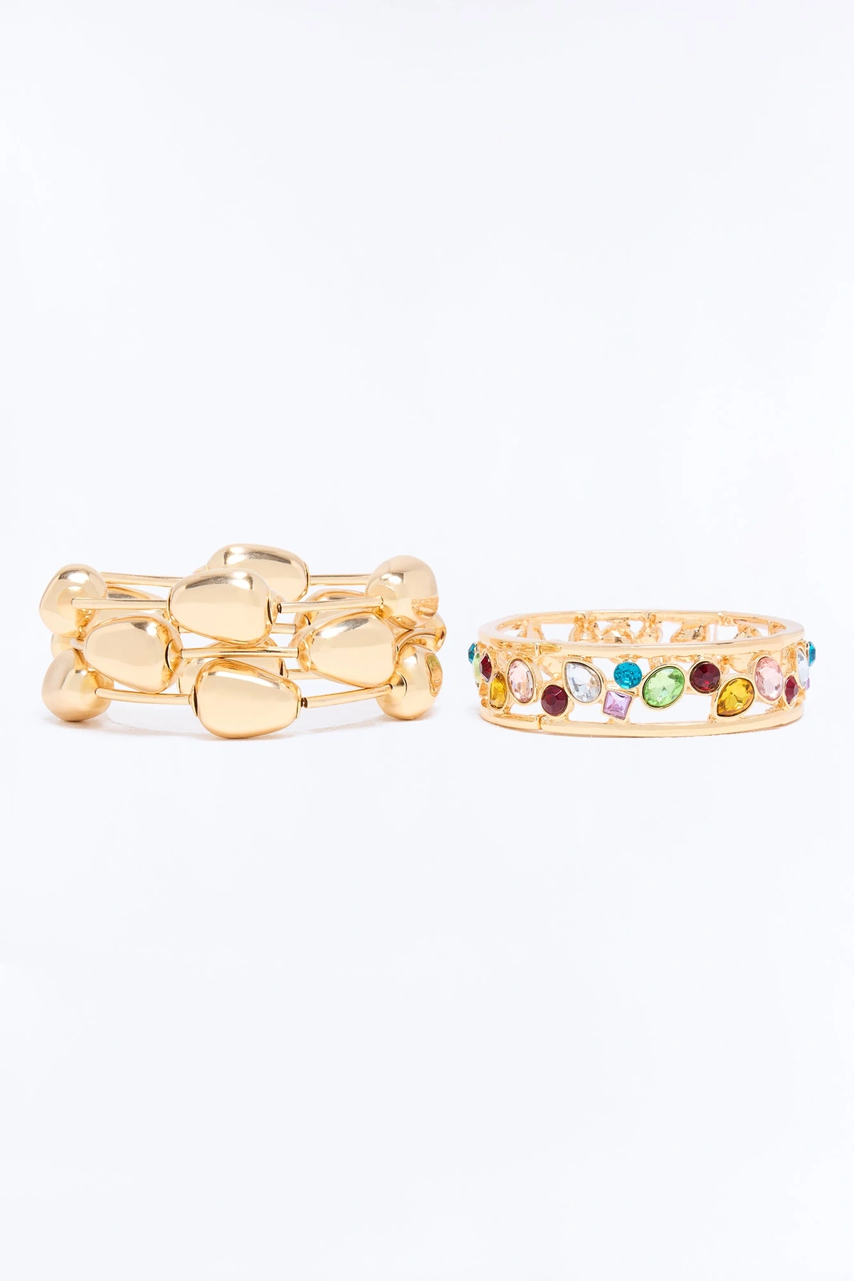 Flirty And Playful 4 Piece Bracelet Set - Gold/Multi — Dourado/Multicolor