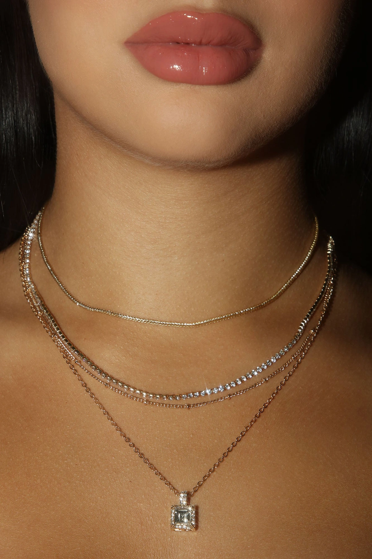 Simple Touch Layered Necklace - Gold — Dourado