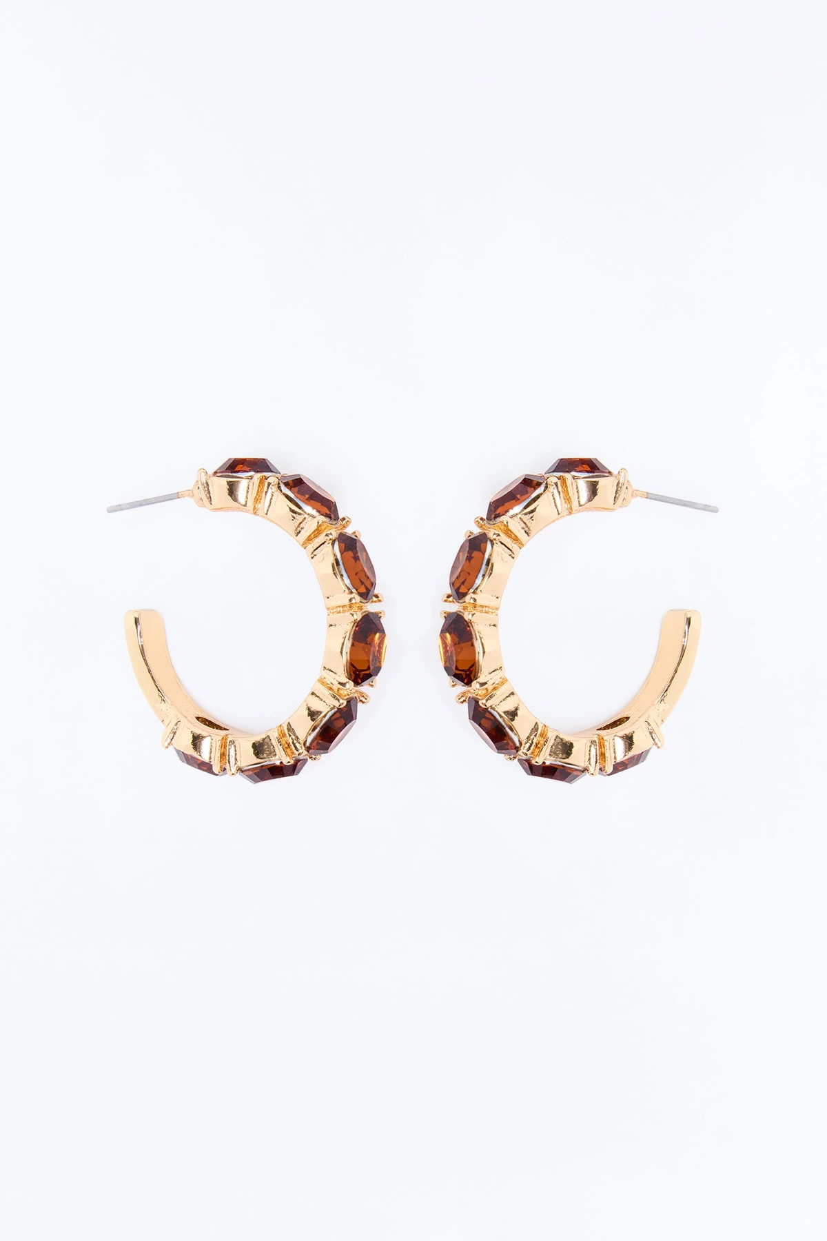 Beautiful Life Hoop Earrings - Gold/Brown — Dourado/Castanho