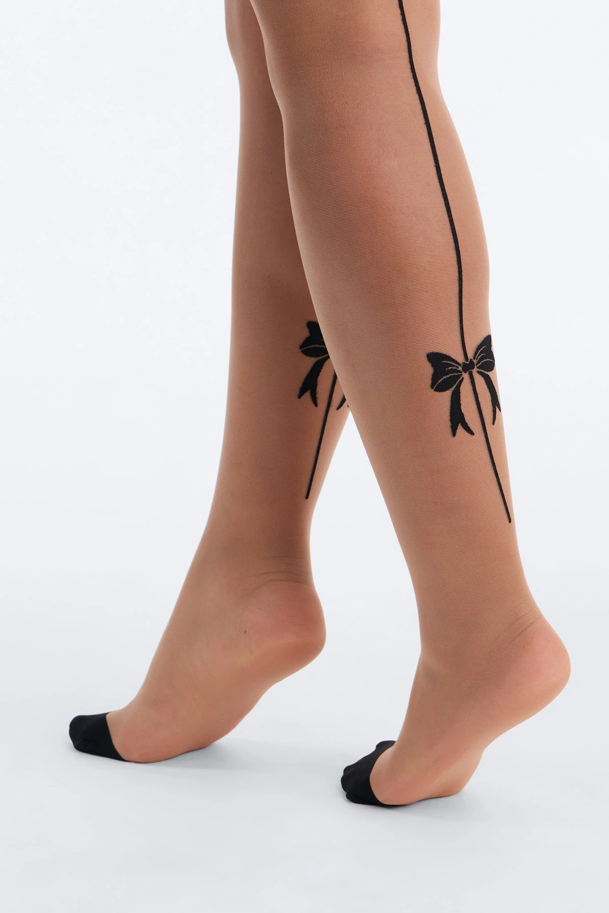 Leg Tease Sheer Bow Thigh High Stockings - Nude/combo — Nude/combinação