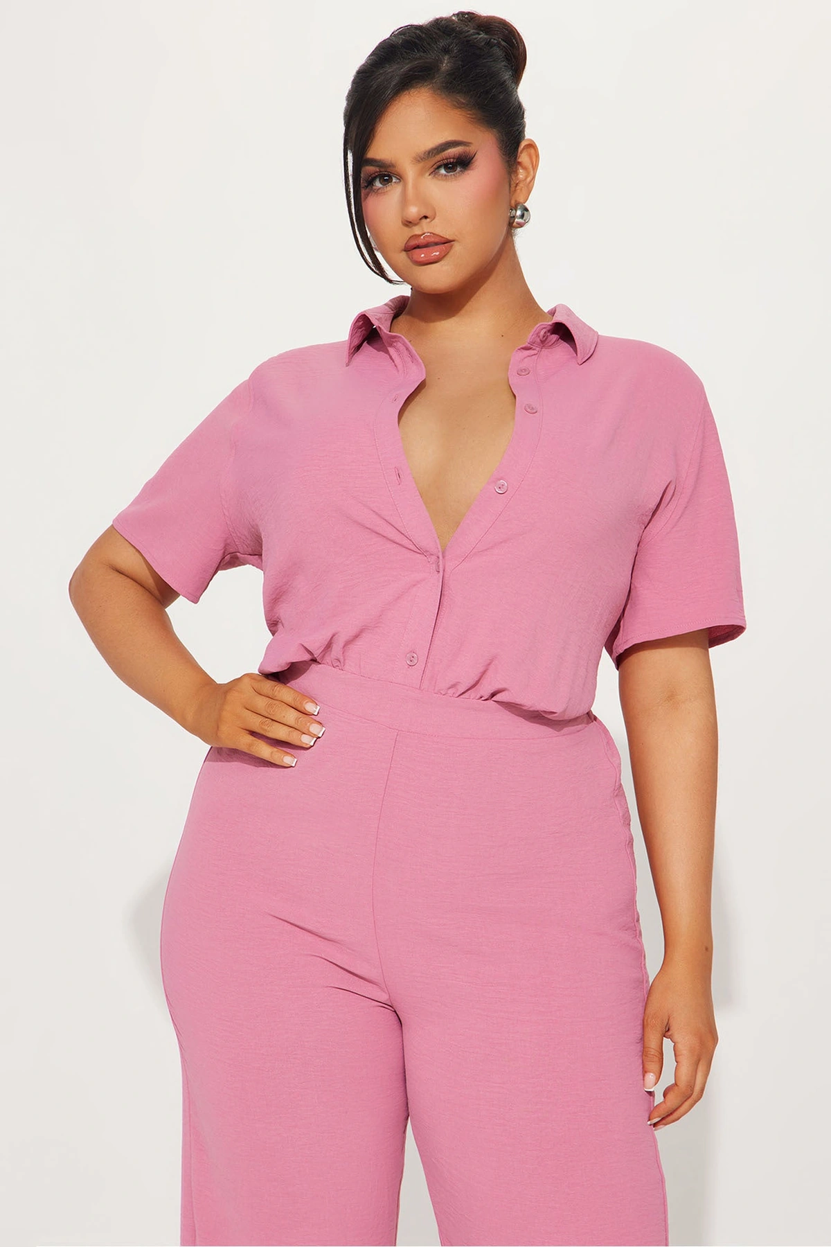 Makenzie Short Sleeve Jumpsuit - Mauve — Malva