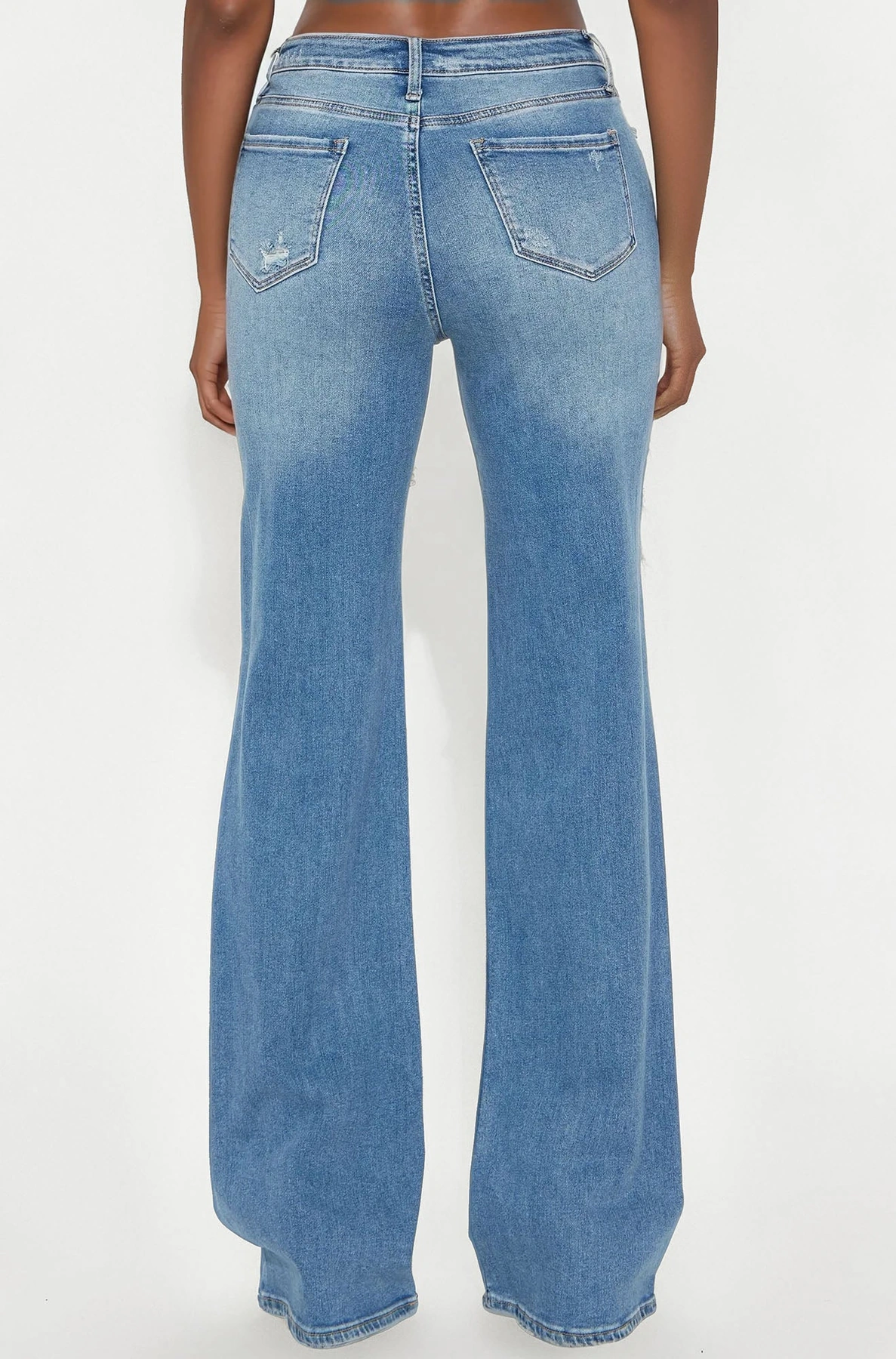 Tall Remi Ripped Stretch Baggy Jeans - Medium Wash — Ganga de lavagem média