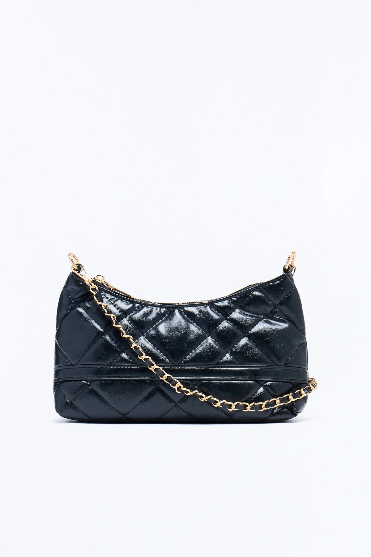 Stitch Please Quilted Faux Leather Shoulder Handbag - Black — Preto