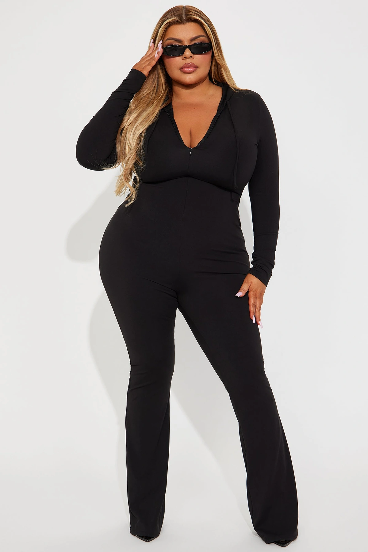 Luna Zip Up Jumpsuit - Black — Preto