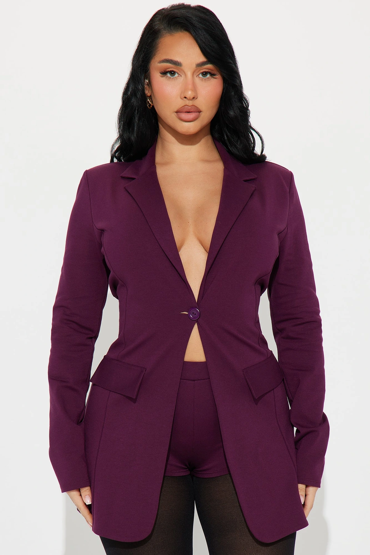 Cindy Blazer And Micro Short Set - Eggplant — Eggplant