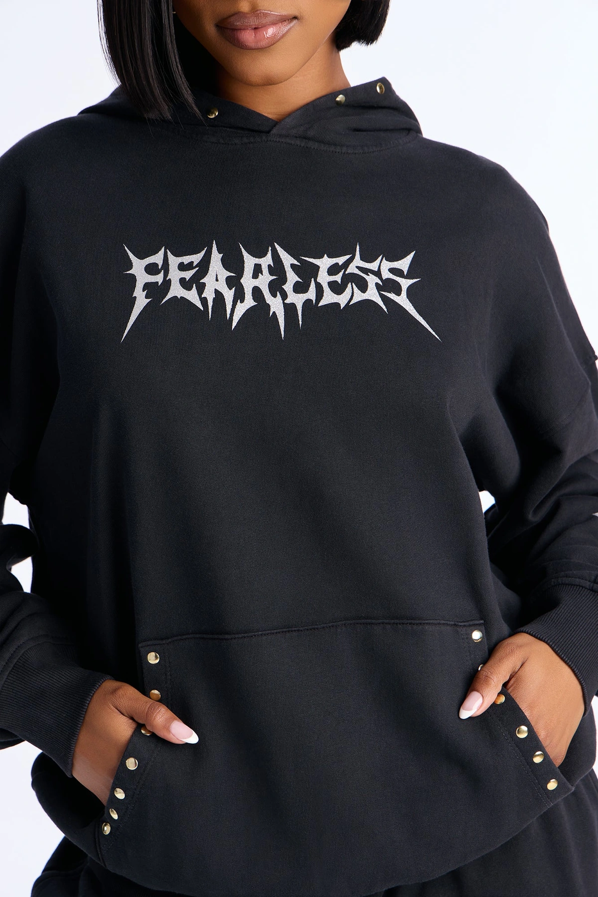Fearless Fleece Hoodie Pant Set - Black — Preto