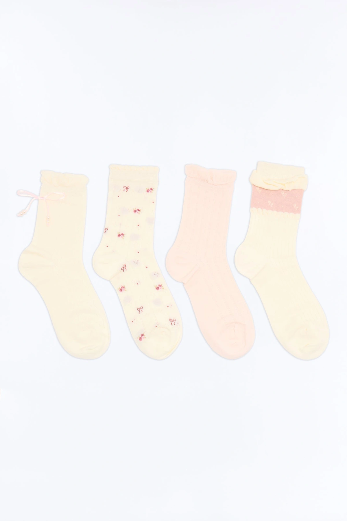 Be Gentle 4 Pack Crew Socks - White/combo — Branco/combinação