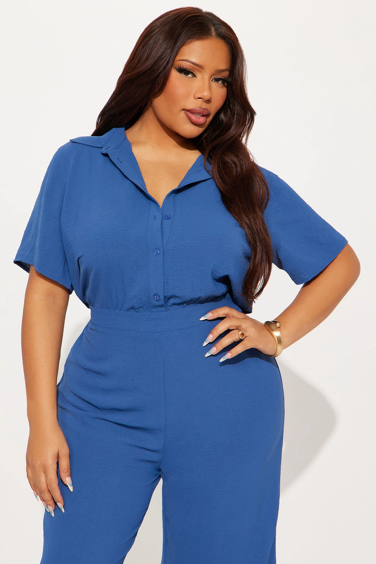Makenzie Short Sleeve Jumpsuit - SlateBlue — SlateBlue