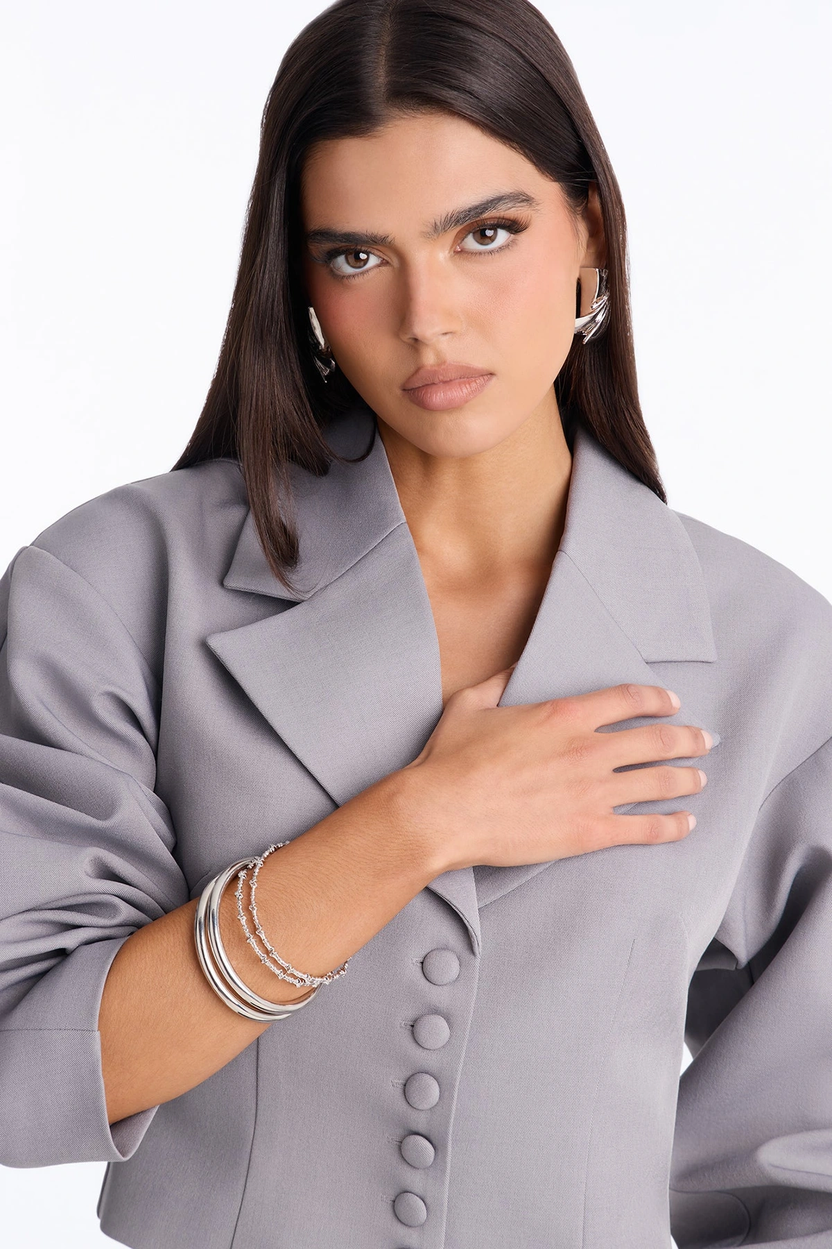 Polly 5 Piece Bangle Set - Silver — Prateado