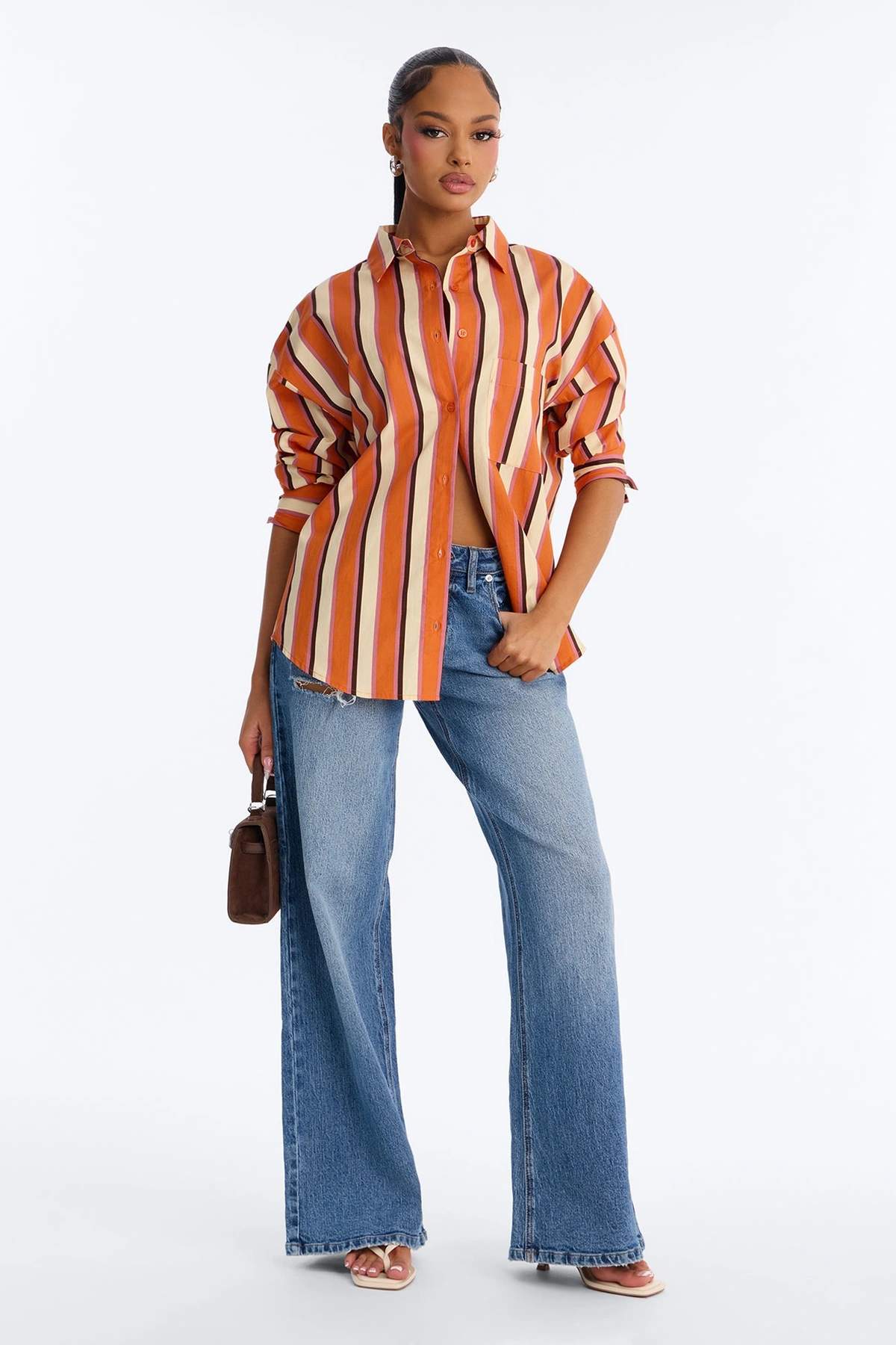 I'm The Main Topic Striped Shirt - Orange/combo — Laranja/combinação