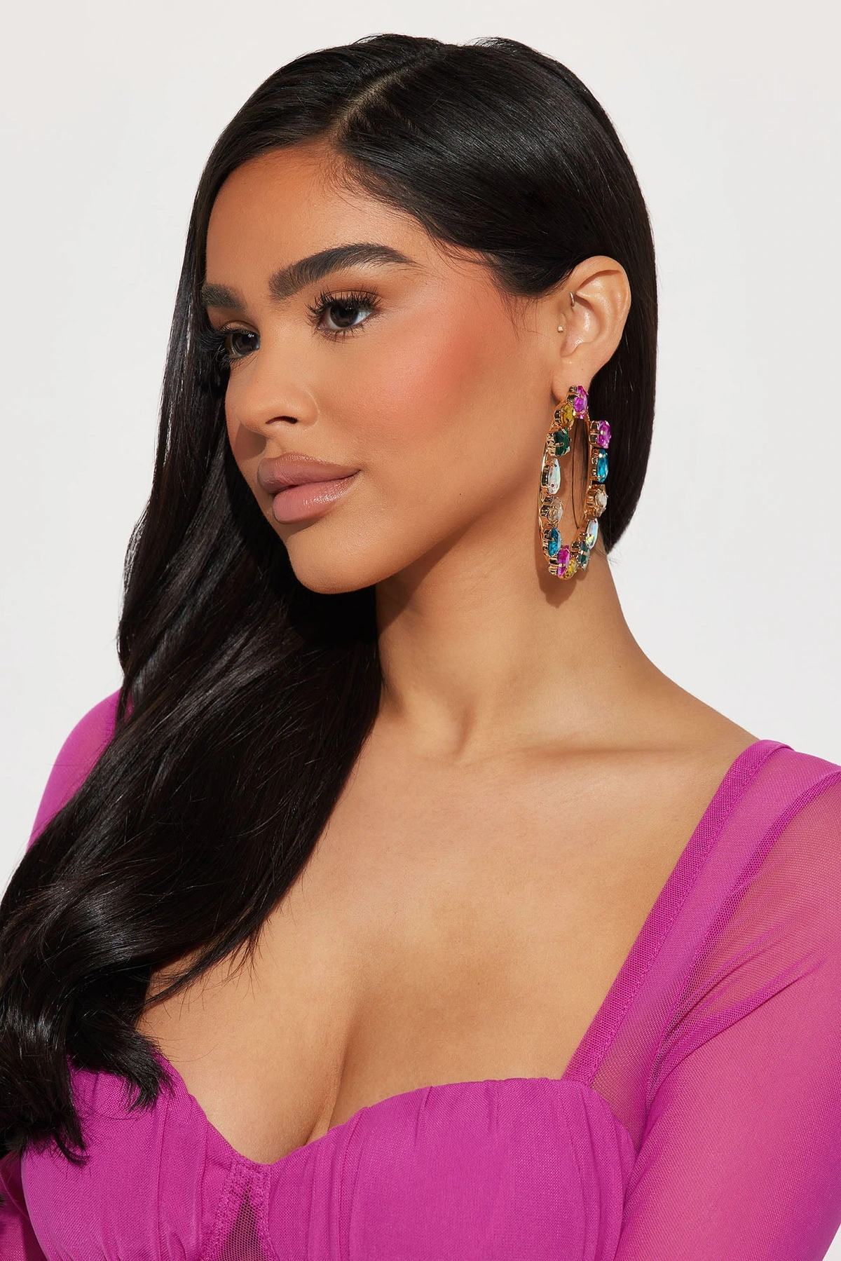 So So There Hoop Earrings - Gold/Multi — Dourado/Multicolor