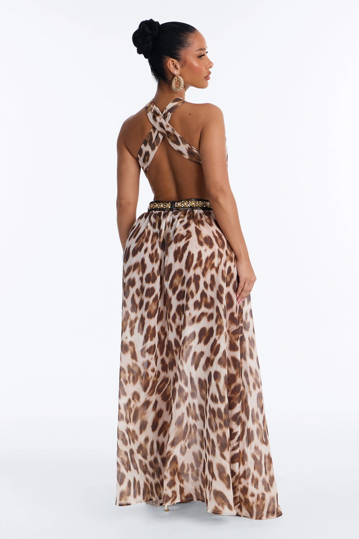 Fierce Instinct Chiffon Maxi Dress - Leopard — Leopardo