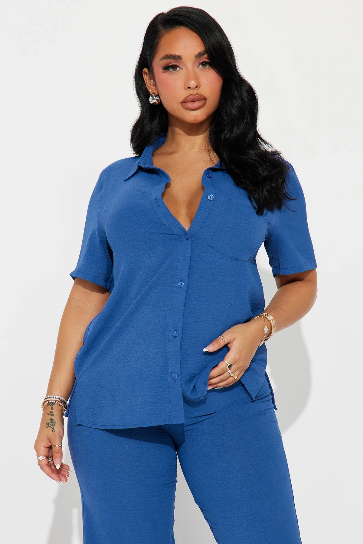 Makenzie Short Sleeve Pant Set - Slate Blue — Slate Azul