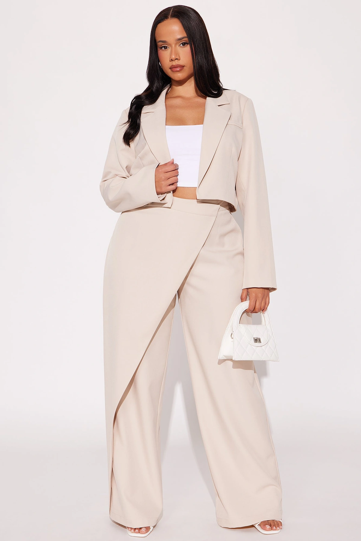Booked And Busy Blazer Pant Set - Taupe — Bege acinzentado