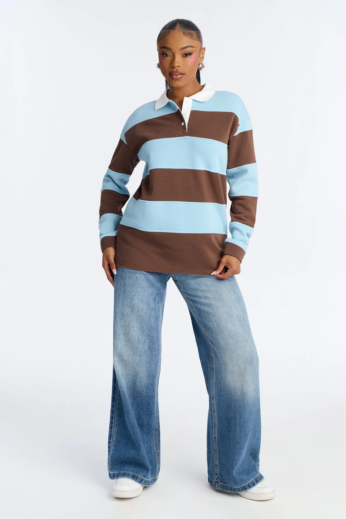 Katie Rugby Striped Polo - Brown/combo — Castanho/combinação