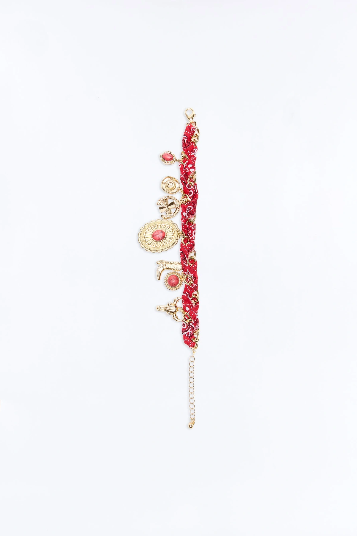 Cowgirl Spirit Charms Bracelet - Gold/Red — Dourado/Vermelho