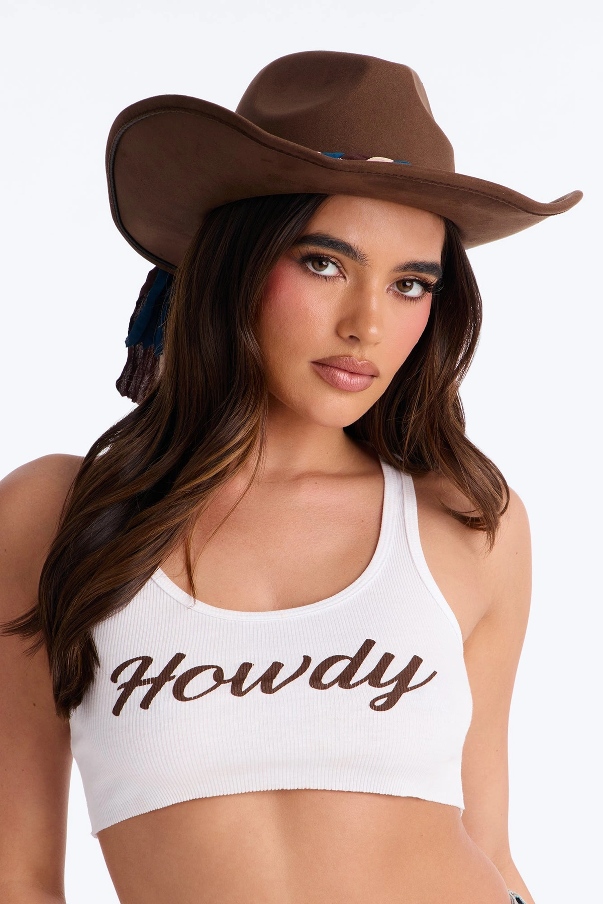 Frontier Bound Faux Suede Braided Cowboy Hat - Dark Brown — escuro Castanho