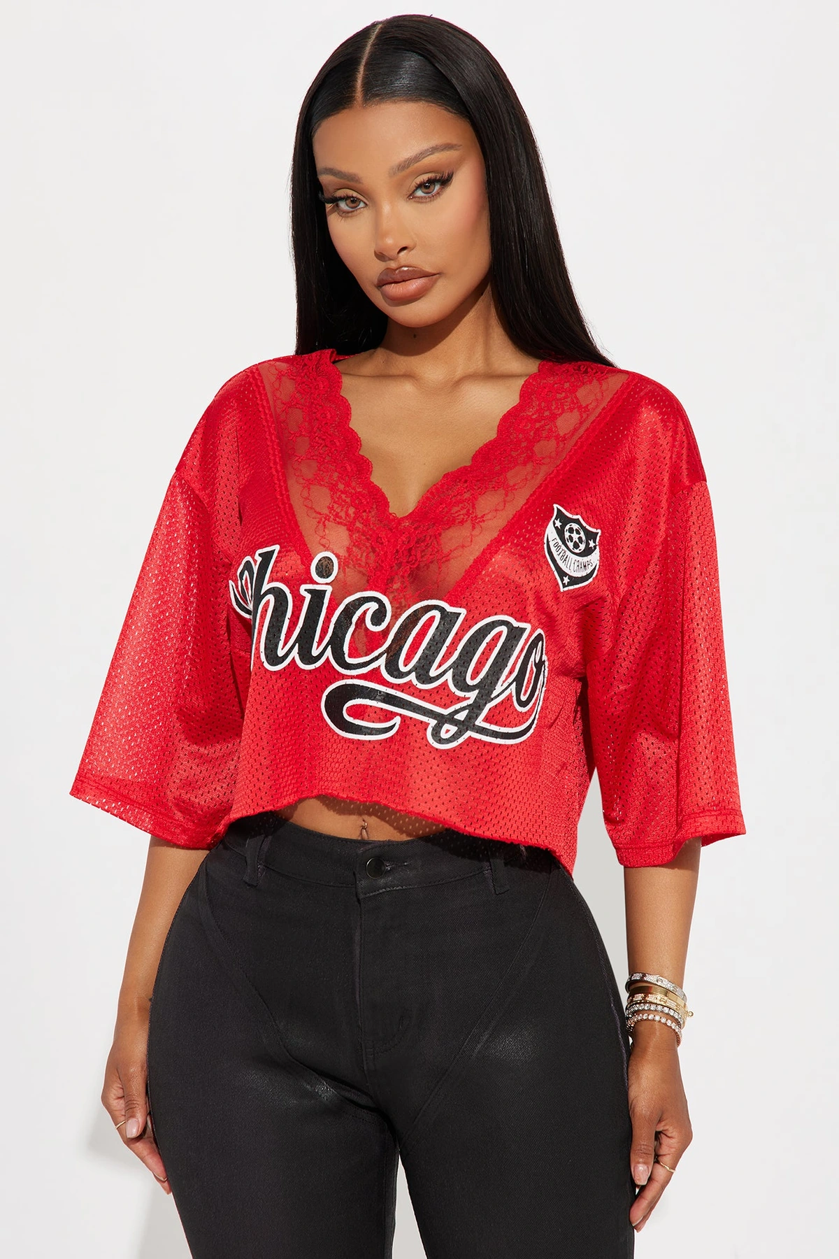 Chi Town Jersey Tee - Red/Black — Vermelho/Preto
